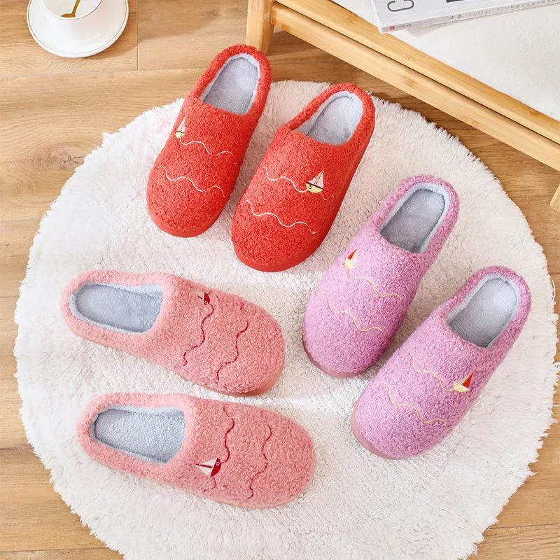 Autumn and Winter Pure Cotton Slippers Indoor Non-slip Soft-soled Shoes Warm Simple Plush Cotton Shoes
