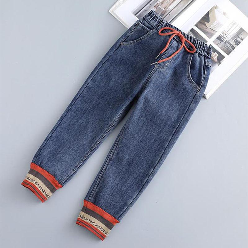Girls' Autumn Jeans 2021 New Korean Slim Fashion Threaded Children's Pants