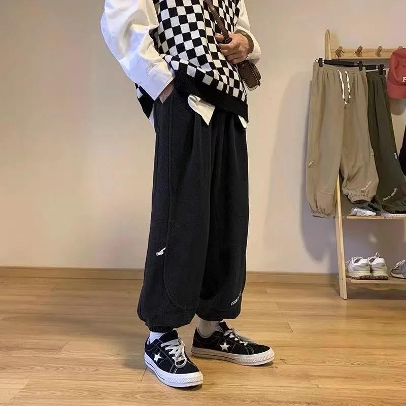 Cashmere Casual Pants Winter Plus Velvet Plus Thick Bunch Footwear Pants Ins Hong Kong Wind Loose Sports Long Pants Men and Women with Paragraph