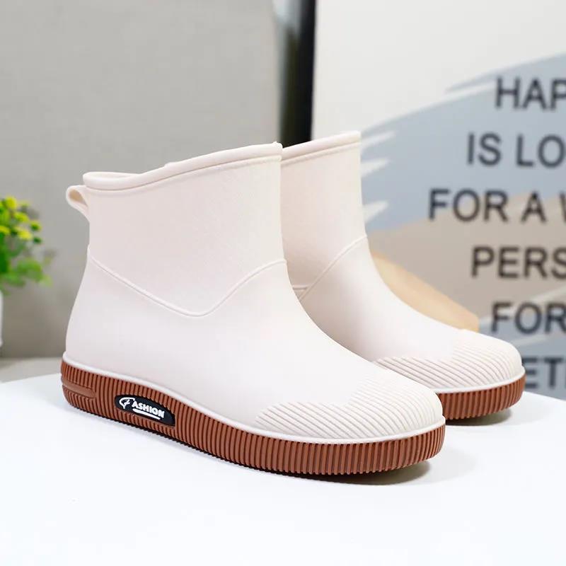 Women Rain Boots Shoes Low Top Non-Slip Daily All-Match Waterproof Casual Boots Outdoor Working Solid Color Water Shoes