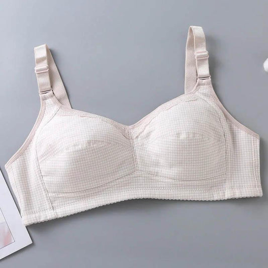 Four Seasons Full Cup Cotton Comfortable Breathable Skin-Friendly Ultra-thin Bra No Steel Ring No Sponge Large Size Anti-Sagging Bra