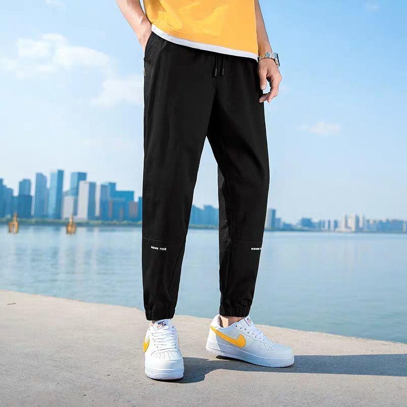 Pants Men's Summer Thin Casual Pants Men's Harlan Trousers Cropped Feet Loose Sweatpants