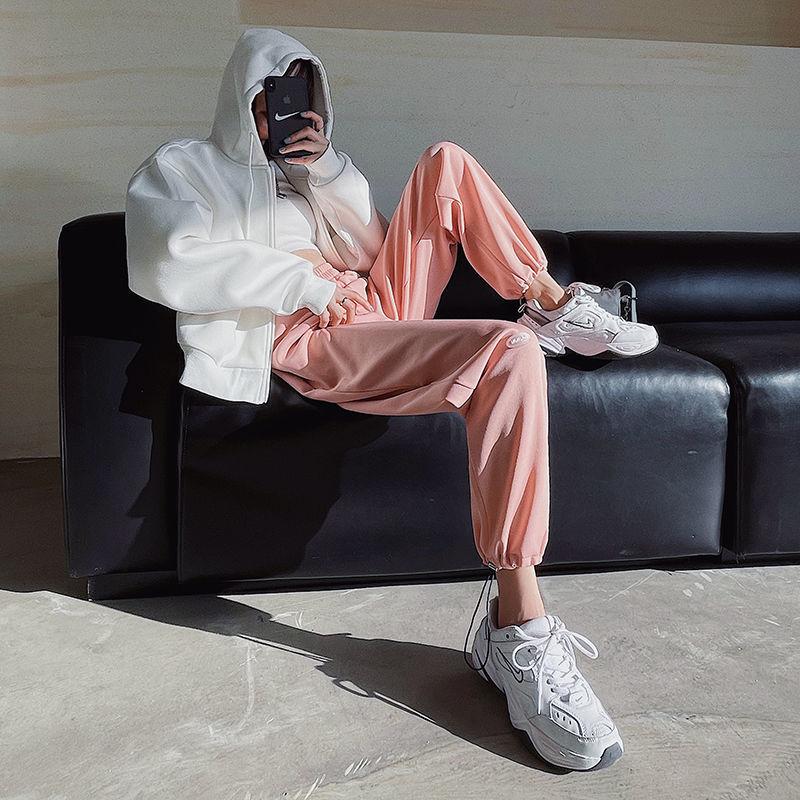 Women's Trousers with Feet Loose Wild Trend Summer Thin Section INS Women's Harajuku Style Wide-leg Sports Sweatpants Women