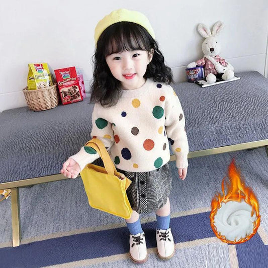 Girls' Sweaters Children's Pullovers Sweaters Girls Thickened Autumn and Winter Bottoming Sweaters Loose Knitwear