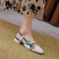 Fairy Style French Single Shoes Women Summer Mid-heel Thick-heeled Small Leather Shoes with Skirt One-word Buckle Sandals