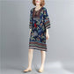 Printing  M-XXXL Printed Round Neck Dress Women Loose Plus Size Summer Polyester Short-sleeved Knee-length A-line Dress