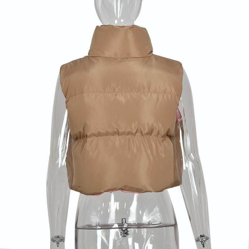 Women Vest Spring Autumn Warm Cotton Padded Waistcoat Sleeveless Zipper Basic Coat