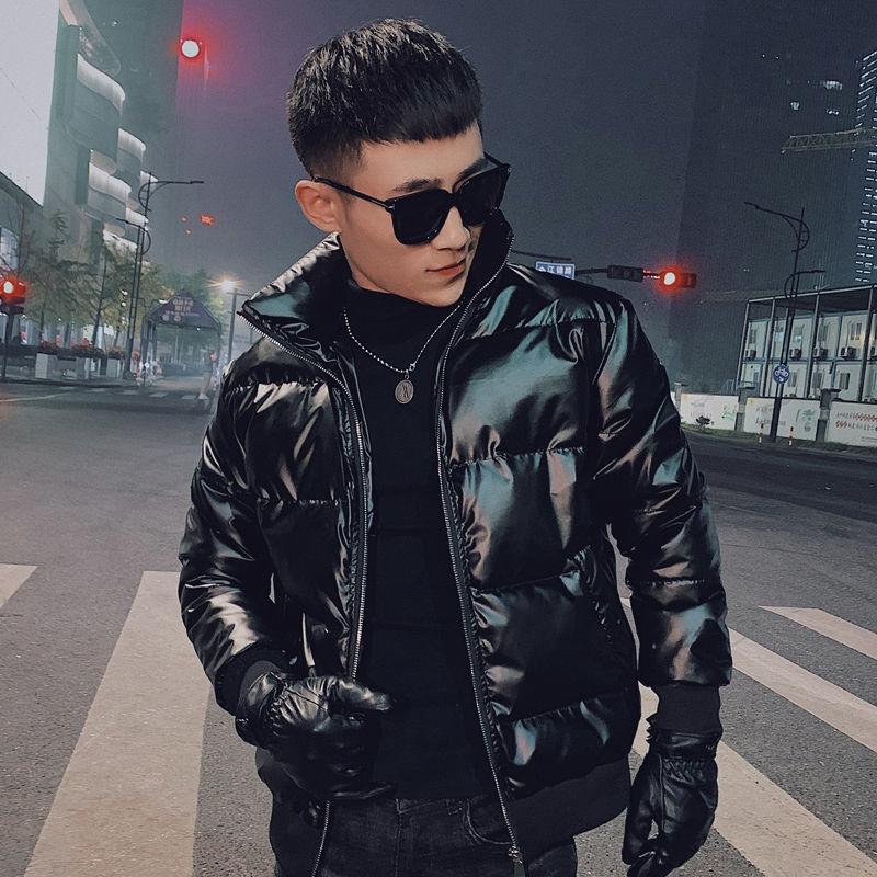 Men's Jacket Winter Coat Men's Tide Korean Style Stand-up Collar Short Shiny Cotton Jacket Trend Padded Jacket Men