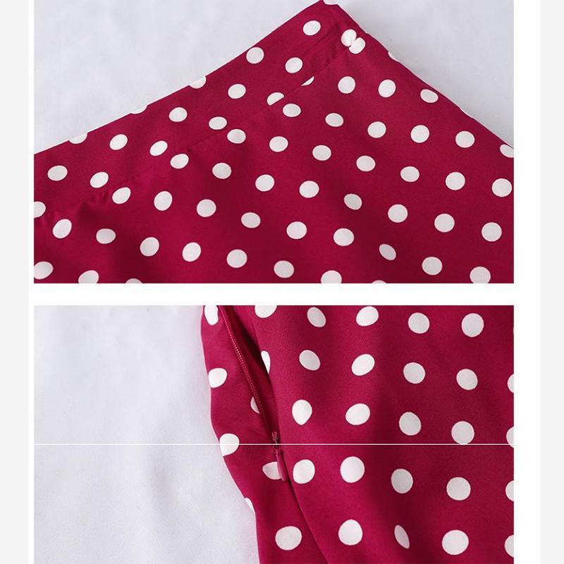 Women Sexy Tight A-line Chiffon High Waist Printed Hip Skirt Short Skirt Knee-length Wave point Zipper Elastic Waist Club Casual Home Office