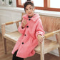 Festive Christmas Clothes Girls Thick Woolen Coat Double-breasted Mid-length Woolen Autumn and Winter Coat