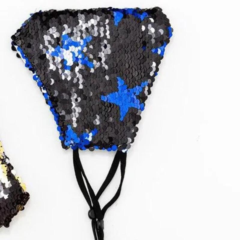 Women's Five-pointed Star Sequined Mask Cotton Breathable Washable Mask Shiny Sequins Luxury Windproof Dustproof Face Mask Female Face Mouth Cover