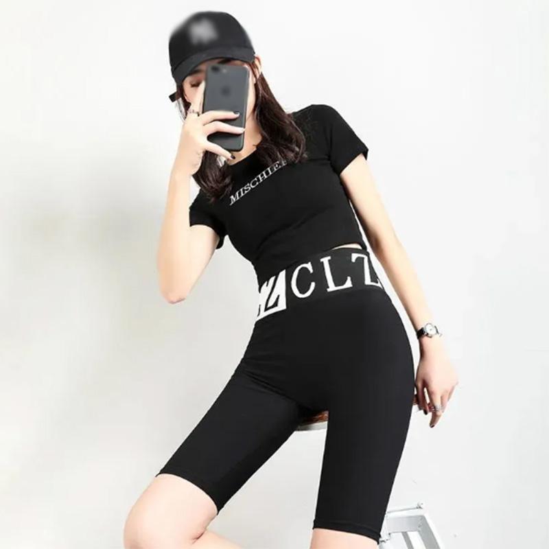 Summer Ice Silk High-waisted Elastic Abdominal Leggings Women's Thin Outerwear Safety Sports Five-point Shorts Cycling Pants