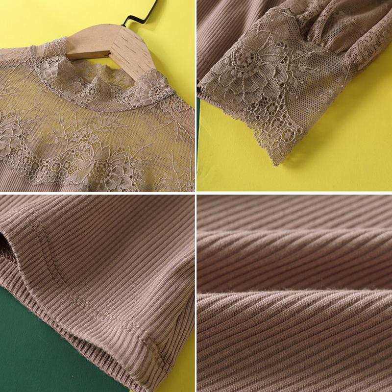Lace Bottoming Shirt Women's Shirt Long-sleeved Fashion Chic Top Design Sense Mesh Stitching Inner Wear Blusas Cortas Sexy