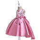 Tailor Dress Girls Hand-beaded Embroidered Princess Dress Twill Satin Bow Tuxedo Dress
