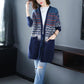 Spring and Autumn Knitted Cardigan Sweater Mid-length Loose Casual Sweater Fashion Jacquard Female Jacket