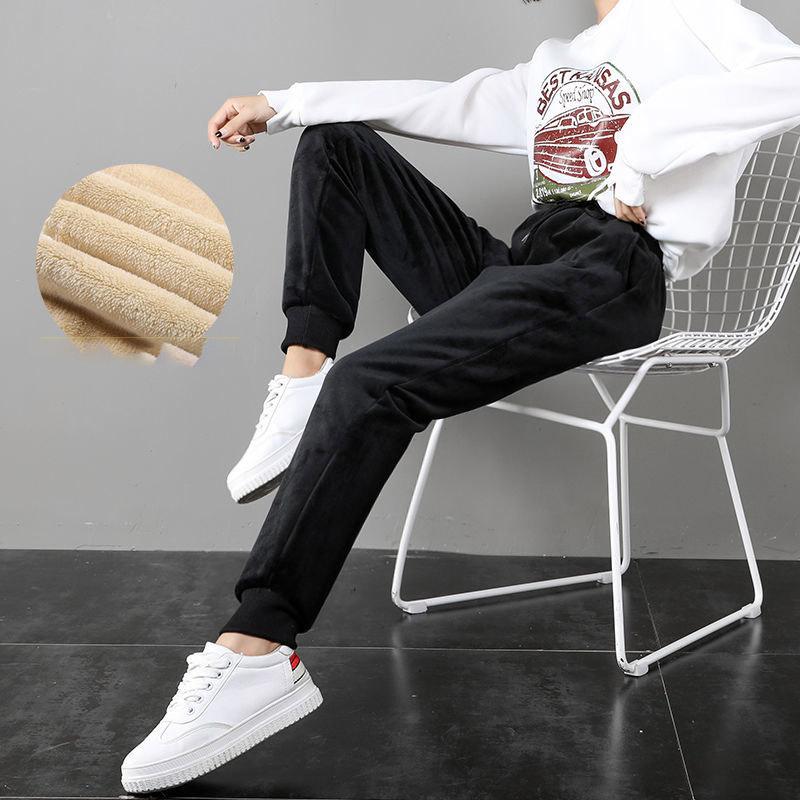 Lamb Velvet Padded Lining Winter Warm Cotton Trousers Women's Loose Harem Pants Large Size Slimming Casual Sports Pants Fashionable All-match