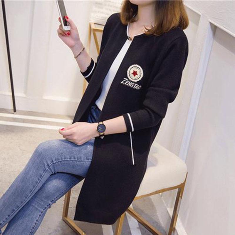 Spring and Autumn Loose Casual Sweater Mid-length Knitted Cardigan Jacket Women Fashion Simple Women's Jacket