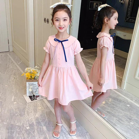 Girls' Dresses Summer Dresses Girls Princess Dresses Children's Summer Solid Color Cotton Skirts