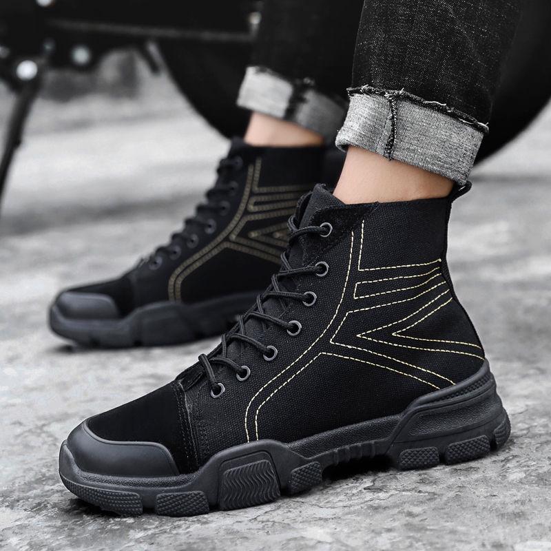 Autumn and Winter Men's Martin Boots Warm Working Boots Lace Up Men's Combat Boots High Top Shoes