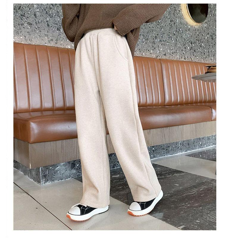 Girls' Cashmere Pants Autumn and Winter Children's One-piece Cashmere Straight Pants Middle and Large Children's Loose Outer Wide Leg Pants
