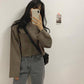 Pofulove Autumn Winter Wild Long-sleeved Pullover Sweaters Female Students Short Loose Base Coat
