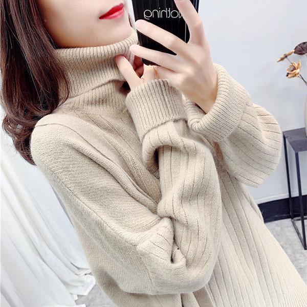 Sweater Turtleneck Plus Size Women's Fat Mm Loose and Thin Knitted Top