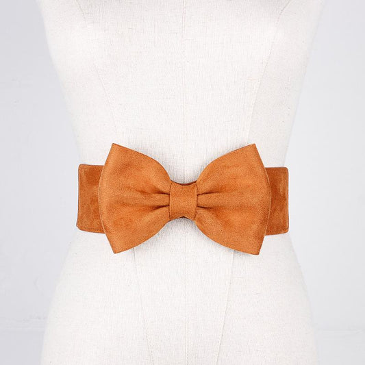 Dress with Big Bow Waist Elastic Elastic Wide Waist Girdle Female Leopard Girdle