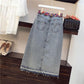 Fashion  2 Piece Set Skirt and Tops Plus Size Women Summer Pleated Short-sleeve Shirt Asymmetric Denim Skirt Two-piece Set