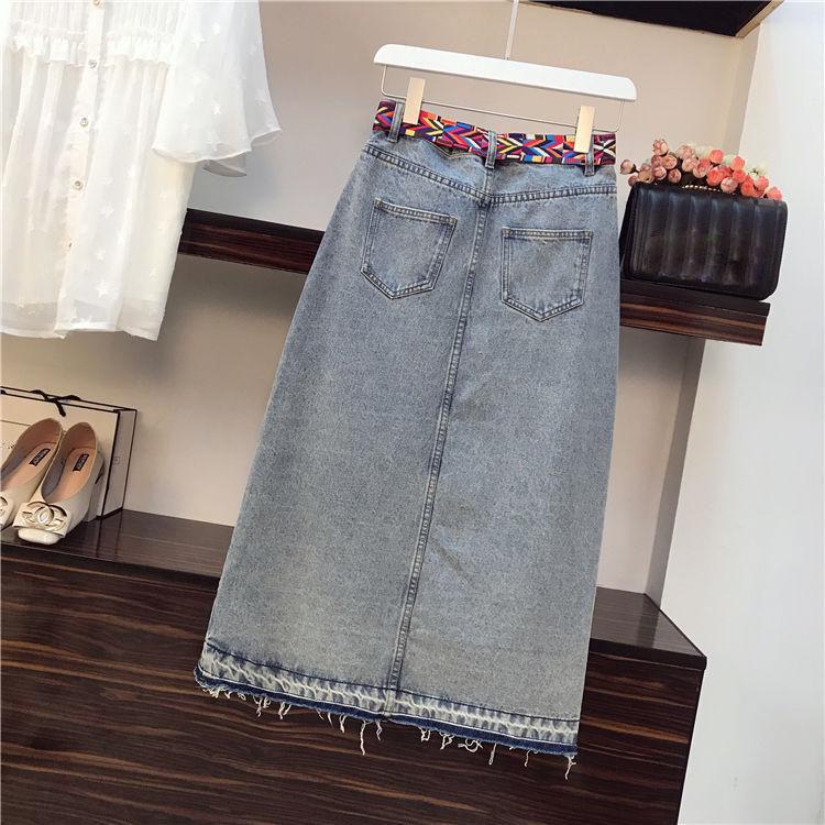 Fashion  2 Piece Set Skirt and Tops Plus Size Women Summer Pleated Short-sleeve Shirt Asymmetric Denim Skirt Two-piece Set