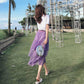Suit Clothes Fairy Skirt Suit Super Fairy Net Yarn Cake Long Skirt Two-piece Sweet and Cute Purple Skirt Round Neck Short Sleeve T-shirt Skirt