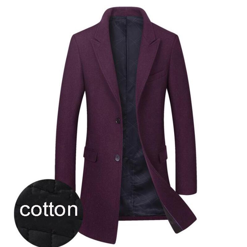 Men's Woolen Coat Slim-fit Woolen Mid-length Thick Men's Trench Coat