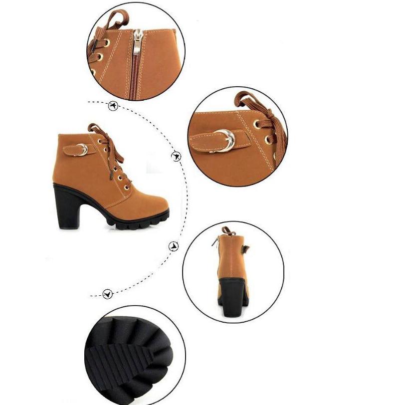 Plus Size 35-41 Winter Casual Women Pumps Warm Ankle Boots High Heels Snow Martin Shoes Botas  Muje