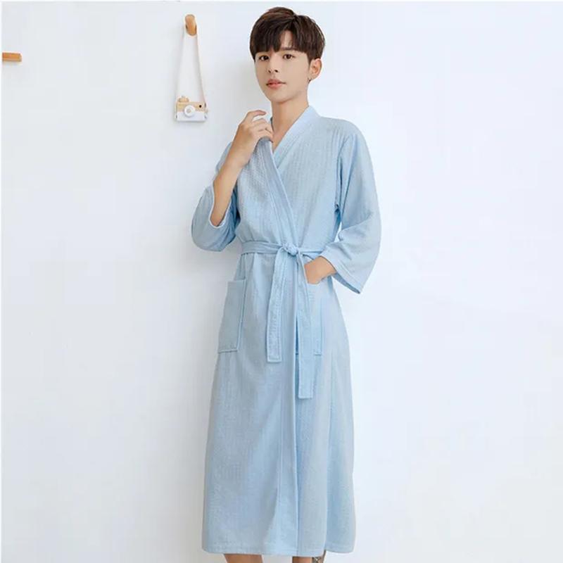 Men's Bathrobe Couples Pair Summer Long Nightgown Spring and Autumn Thin Section Plus Size Summer Pajamas Sexy All-in-one