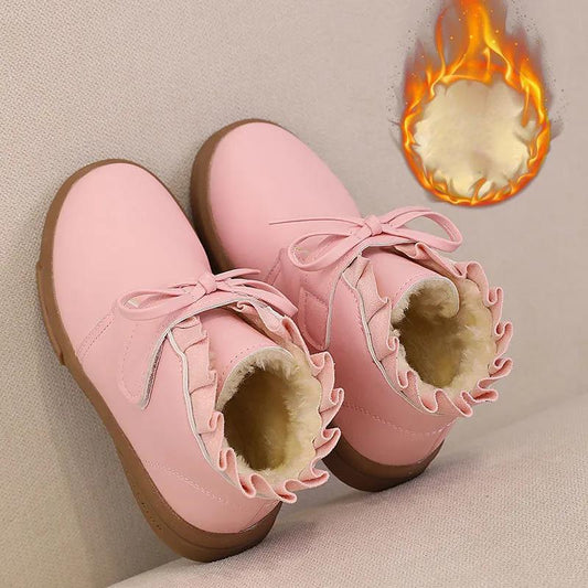 Girls Martin Boots Autumn Winter Girls' Boots Low-top Ankle Boots and Velvet Cotton Shoes To Keep Warm