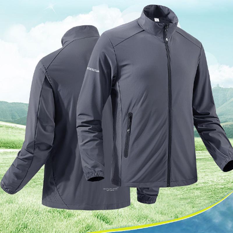 Ultra-thin Summer Jacket Men's Stand-up Collar Quick-drying Sunscreen Sports Single Jacket Summer Soft Ice Silk Men's Jacket Tide
