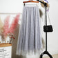 Four Seasons Can Wear Half-length Skirt Female Heavy Industry Beaded Bright Silk Gauze Sweet Fairy Long Skirt Three-layer Fabric A-line Skirt