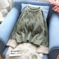 Coarse Wool Sweater Women's Short Loose Loose Outer Wear Twist Hedging Small Lazy Wind All-match Blouse Autumn and Winter Thickening