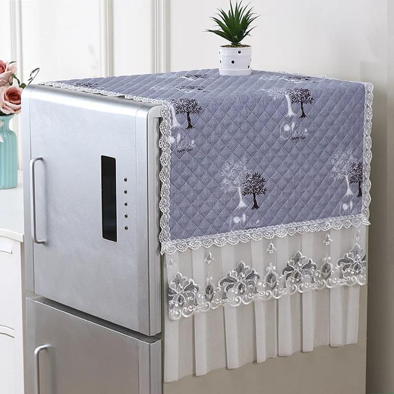 Refrigerator Cover Towel Single and Double Door Refrigerator Cover Cloth Universal Dust Cover Lace Wear-resistant Washable