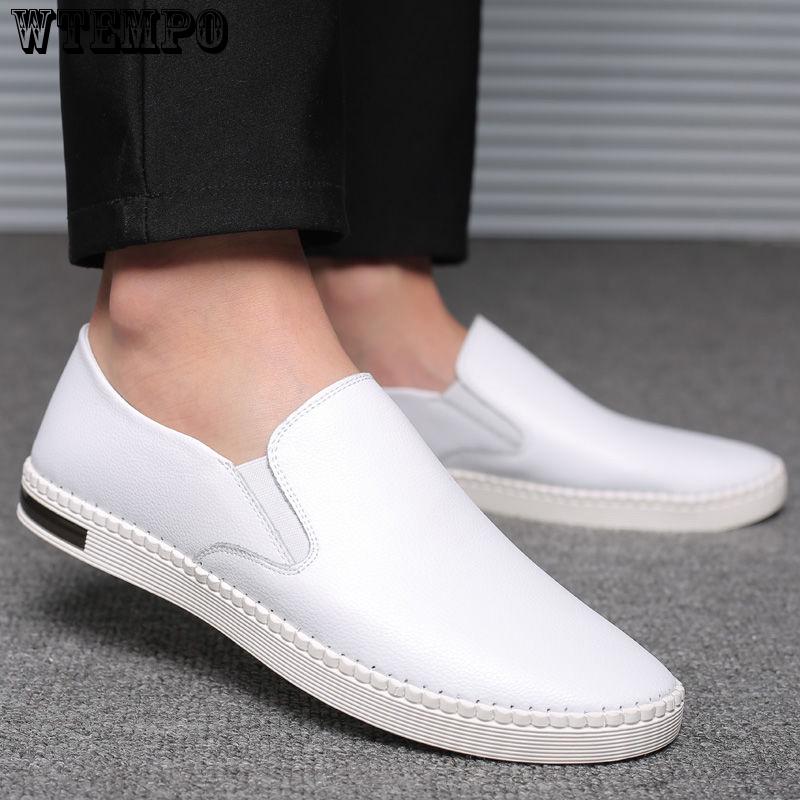 Leather Casual Shoes Men Sneakers White Comfortable Breathable Sneakers Outdoor Shoes