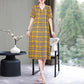 Loose Comfortable Plus Size XL-XXXXXL Cotton Short-sleeved A-line V-neck Ruffle Dress Summer Printing Calf-length Skirt