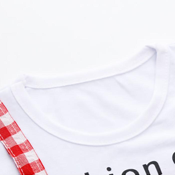 Children Dress Spring Summer Round Neck Kids Clothing Toddler Baby Girls Clothing Plaid Bow Pieated Short Sleeve Dress Girl