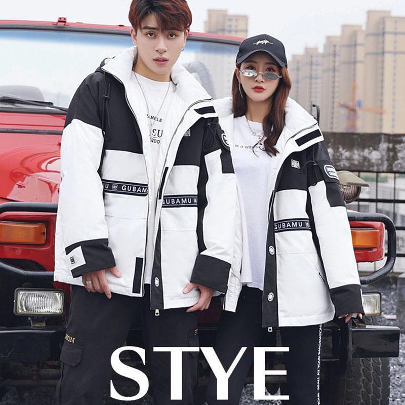 Tooling Couple Down Jacket Women Mid-length Korean Ins Loose Thick Winter Jacket