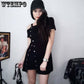 Women Cotton Oblique Shoulder Strap Dress Irregular Metal Buckle Slim Solid Color Bodycon Dress Female Mini Skirt Club Wear