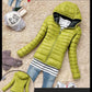 Women Winter Sport Jacket Coat Slim Hooded Casual Long Sleeve Zip Solid Color Coat
