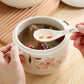 Chinese Style Underglaze Cherry Blossom Ceramic Soup Cup, Steamed Egg Pot, Water-proof Soup Pot with Lid