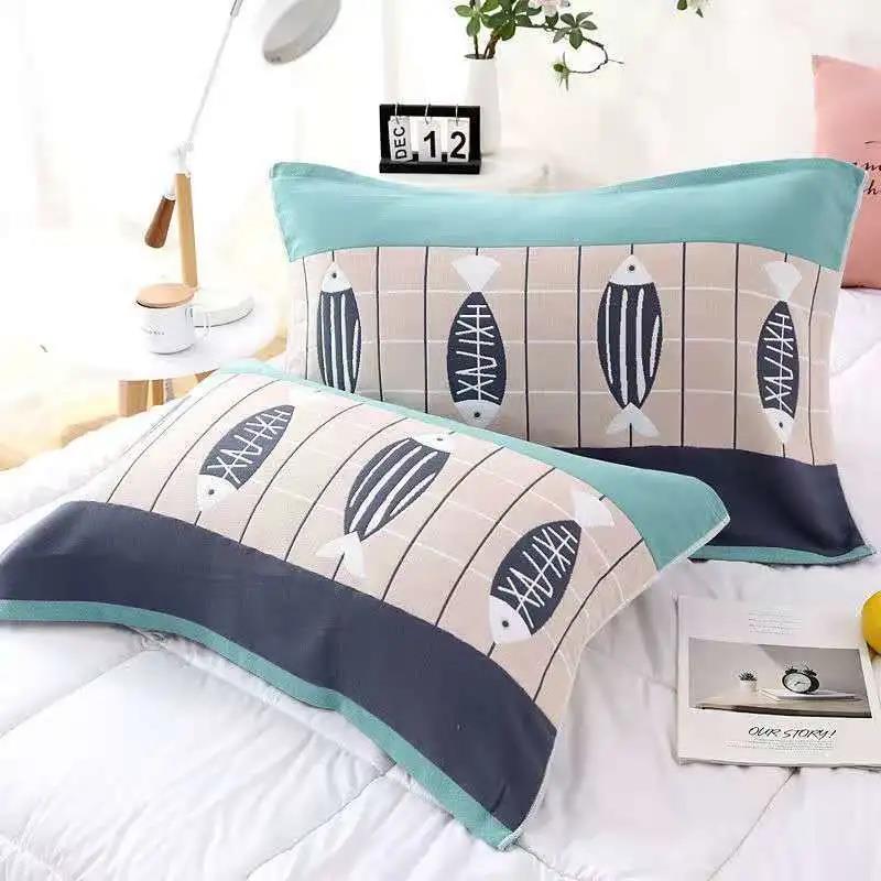 Eight Layers of Pure Cotton High-grade Thickening Plus Soft Single Double Combed Cotton Pillow Towel Adult Gauze Pillow Towel Pair