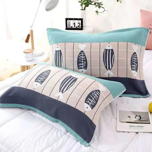 Eight Layers of Pure Cotton High-grade Thickening Plus Soft Single Double Combed Cotton Pillow Towel Adult Gauze Pillow Towel Pair