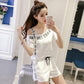 Sportswear Two-piece Suit Women's Off-the-shoulder Casual Plus Size Jacket Wide-leg Shorts Casual Suit Home Service Fabric Soft and Sweat-absorbent
