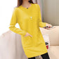 Lazy Style Slim-fit Sweater Women Loose Autumn and Winter Mid-length Knitted Bottoming Shirt Solid Color Round Neck Warm Sweater