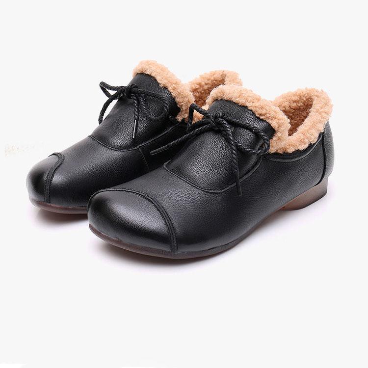 Women's Winter Soft Warm Shoes Female Large Size Non Slip Solid Color Flat Heel Cotton Shoes